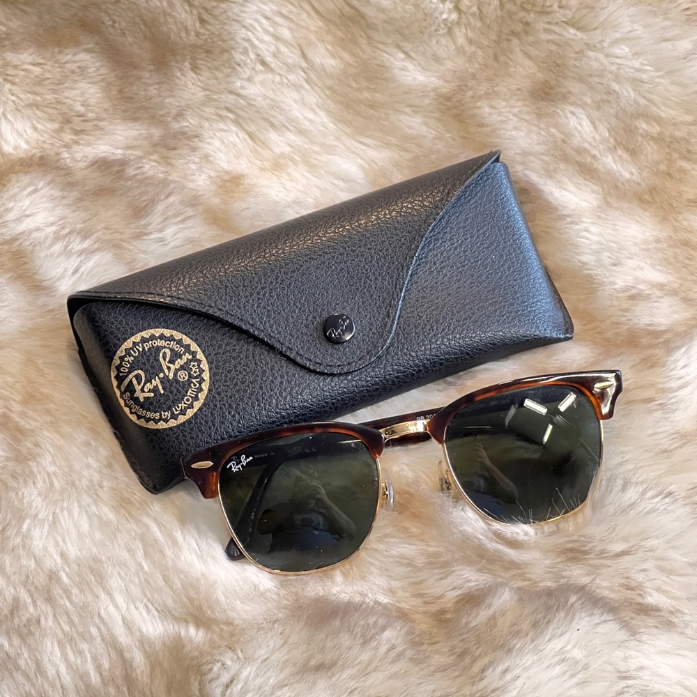Ray-Ban Clubmaster Tortoise Shell Frame & Black Lenses Sunglasses, 51mm
